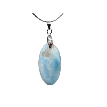 Pendentif Larimar sur Chaîne Acier