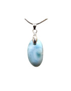 Pendentif Larimar sur Chaîne Acier