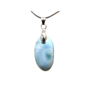 Pendentif Larimar sur Chaîne Acier