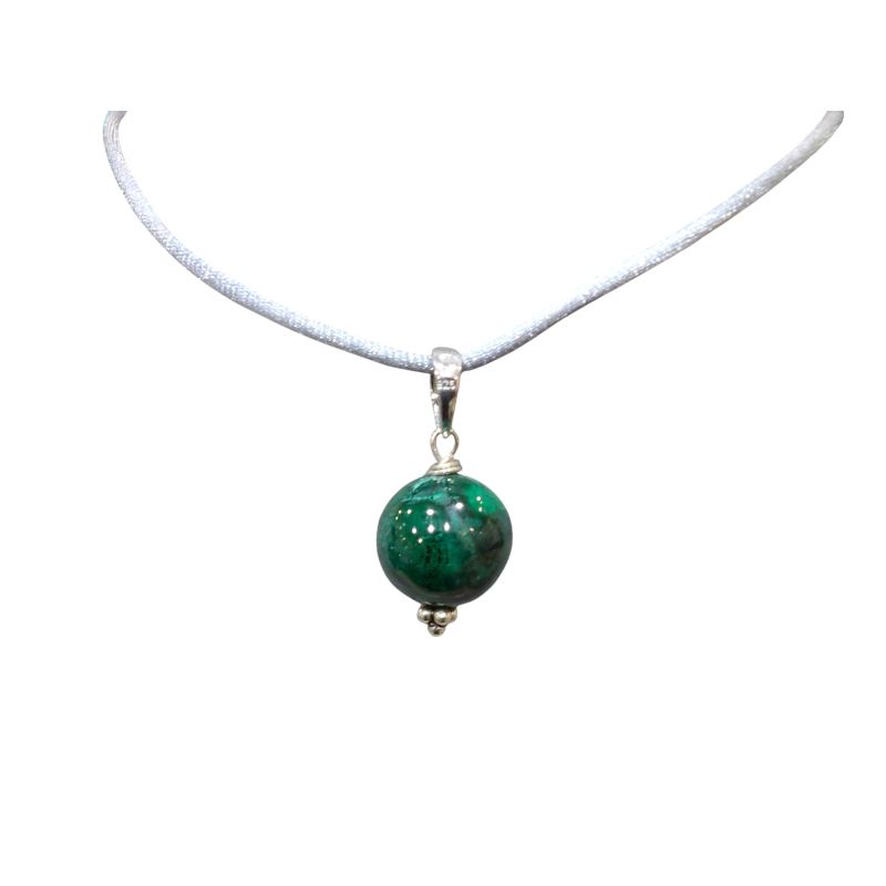 Pendentif Malachite Boule sur Cordon réglable