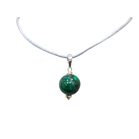 Pendentif Malachite Boule sur Cordon réglable