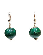 Boucles Malachite Boules Argent 925