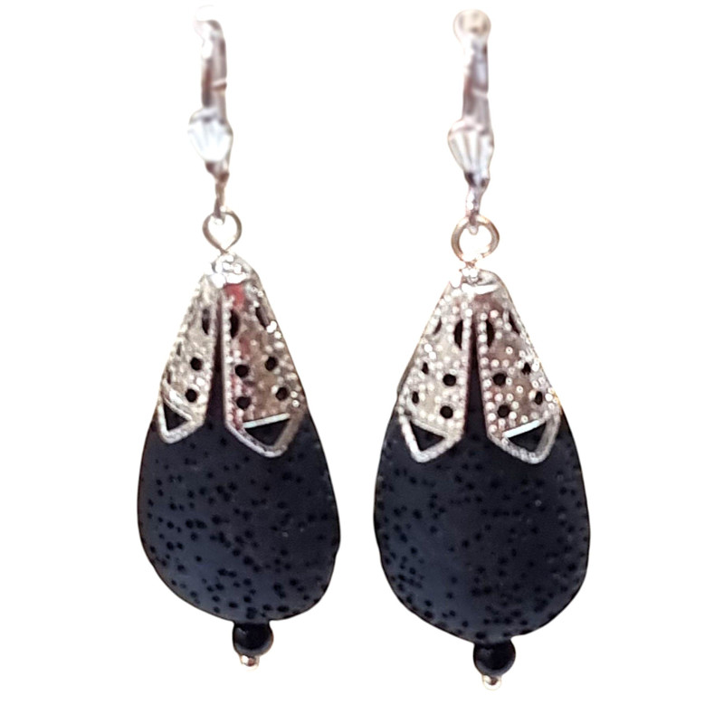 Boucles Pierre de Lave Acier Inox