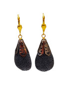 Boucles Pierre de Lave Acier Inox Doré