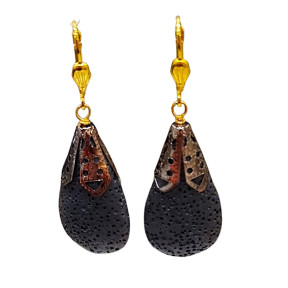 Boucles Pierre de Lave Acier Inox Doré