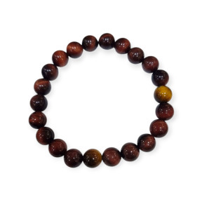 Bracelet Oeil de Taureau et Œil de Tigre Pierres Rondes 8mm