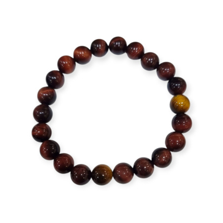 Bracelet Oeil de Taureau et Œil de Tigre Pierres Rondes 8mm