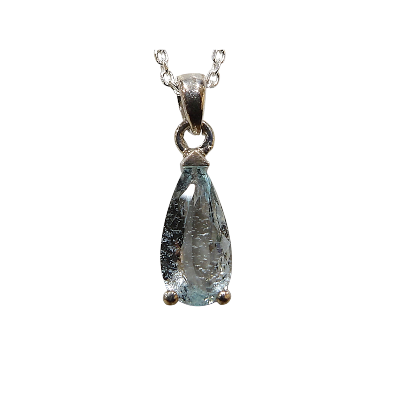 Pendentif Topaze Bleue avec Chaîne Argent 925