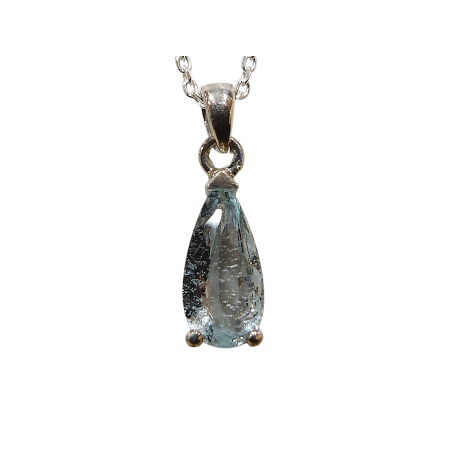 Pendentif Topaze Bleue avec Chaîne Argent 925