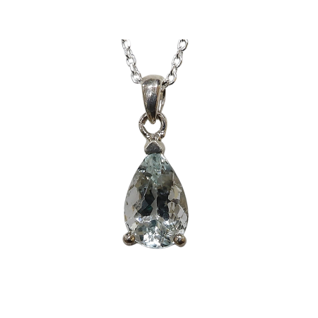 Pendentif Topaze Bleue avec Chaîne Argent 925