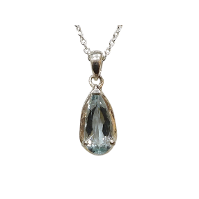 Pendentif Topaze Bleue avec Chaîne Argent 925