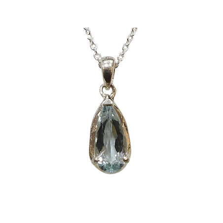 Pendentif Topaze Bleue avec Chaîne Argent 925
