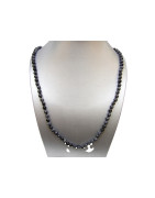 Collier Obsidienne Neige 90 Perles 8mm 80 cm