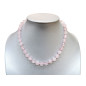Collier Quartz Rose Pierres Rondes Facettées Fermoir Plaqué Or