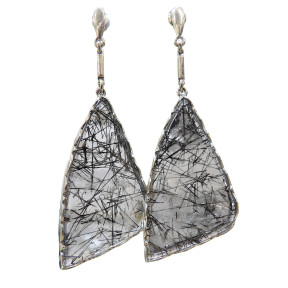 Boucles Quartz Tourmaline Argent 925
