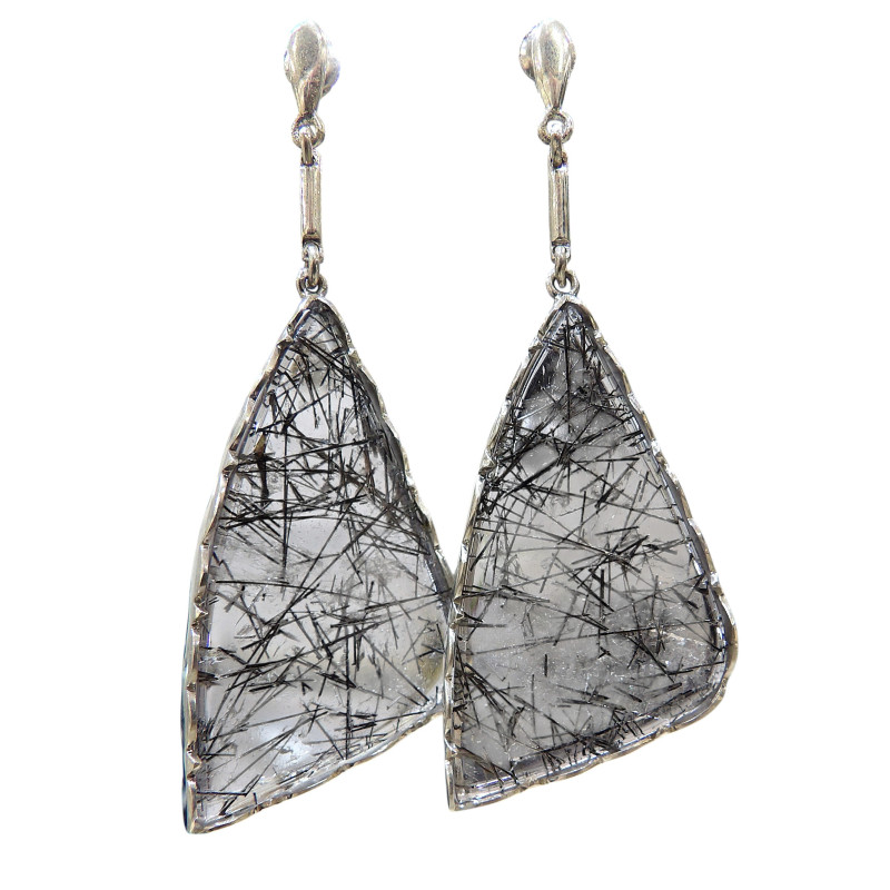 Boucles Quartz Tourmaline Argent 925
