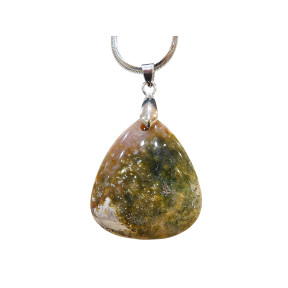 Pendentif Rhyolite avec Chaîne Acier