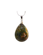 Pendentif Rhyolite avec Chaîne Acier