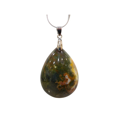 Pendentif Rhyolite avec Chaîne Acier