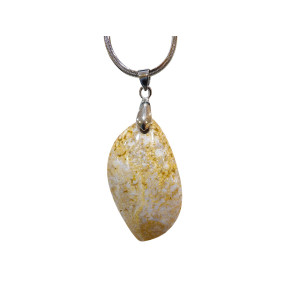 Pendentif Rhyolite avec Chaîne Acier