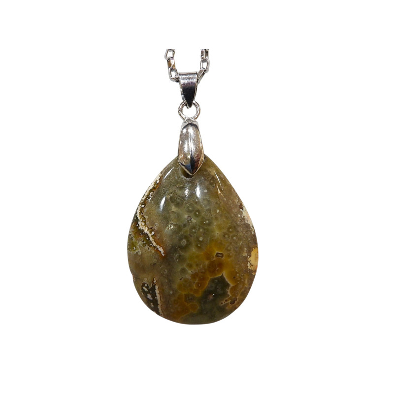 Pendentif Rhyolite avec Chaîne Acier