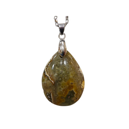 Pendentif Rhyolite avec Chaîne Acier