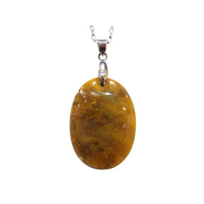 Pendentif Jaspe Mokaïte avec Chaîne Acier