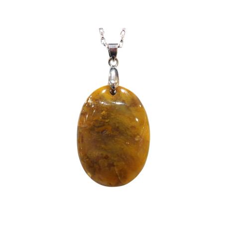 Pendentif Jaspe Mokaïte avec Chaîne Acier