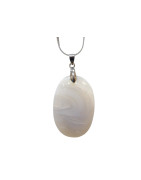 Pendentif Calcédoine Ovale avec Chaîne Acier