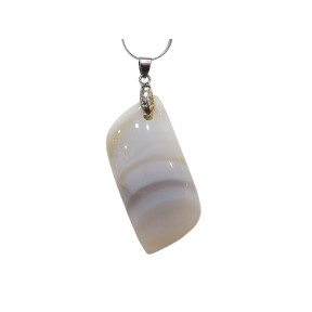 Pendentif Calcédoine avec Chaîne Acier