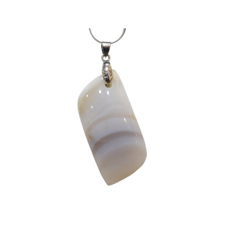 Pendentif Calcédoine avec Chaîne Acier
