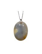 Pendentif Calcédoine avec Chaîne Acier réglable
