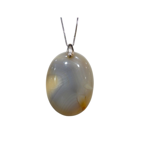 Pendentif Calcédoine avec Chaîne Acier réglable