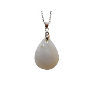 Pendentif Calcédoine avec Chaîne Acier