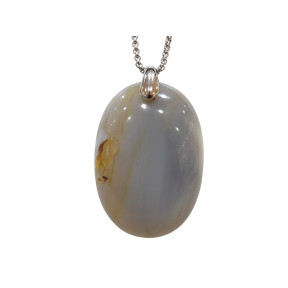 Pendentif Agate du Botswana avec Chaîne Acier