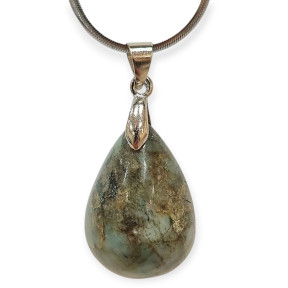 Pendentif Emeraude avec Chaîne Acier