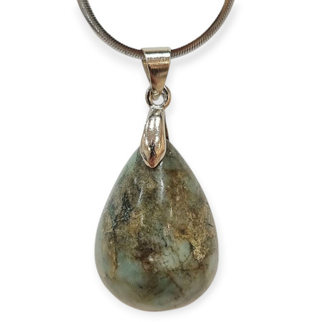 Pendentif Emeraude avec Chaîne Acier