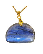 Pendentif Labradorite avec Chaîne Acier Plaqué Or