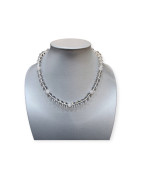 Collier Cristal de Roche et Quartz Rose Pierres Rondes Fermoir Argent 925 44cm