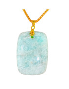 Pendentif Amazonite Rectangle avec Chaîne Acier Plaqué Or