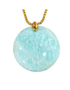 Pendentif Amazonite Rond avec Chaîne Acier Plaqué Or