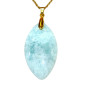Pendentif Amazonite Navette avec Chaîne Acier Plaqué Or