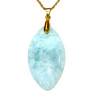 Pendentif Amazonite Navette avec Chaîne Acier Plaqué Or