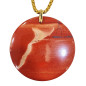 Pendentif Jaspe Rouge Rond avec Chaîne Acier Plaqué Or