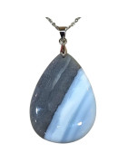 Pendentif Goutte Bleue Gouttee avec Chaîne Acier