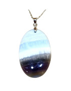 Pendentif Goutte Bleue Ovale avec Chaîne Acier