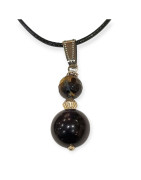 Pendentif Obsidienne Œil Céleste et Œil de Tigre Facetté sur Cordon