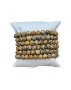 Bracelet Jaspe Peau de Léopard Pierres Rondes 8mm