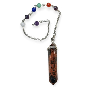 Pendule Obsidienne Acajou 7 Chakras