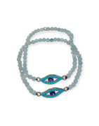Bracelet Amazonite Pierres Rondes Facettées 4mm Œil Grec